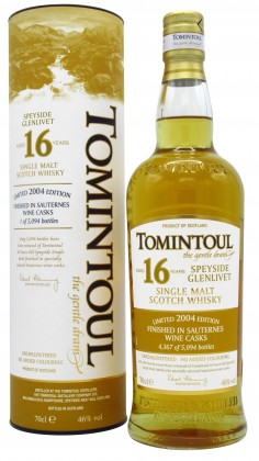 Tomintoul Sauternes Cask Finish 2004 16 year old