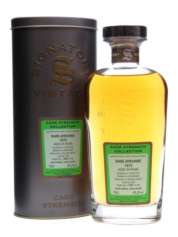 Rare Ayrshire 1975 34 Year Old Cask #558 Signatory Cask Strength Collection